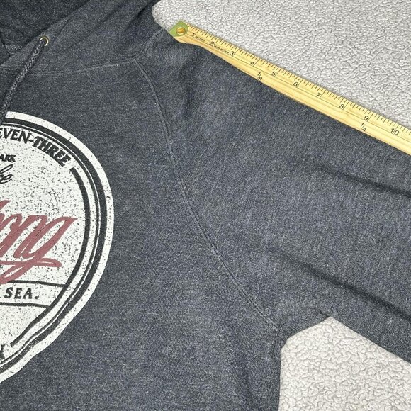 Billabong Hoodie Mens Medium Charcoal Gray Graphic Pullover Fleece Y2K Surf - Picture 11 of 14